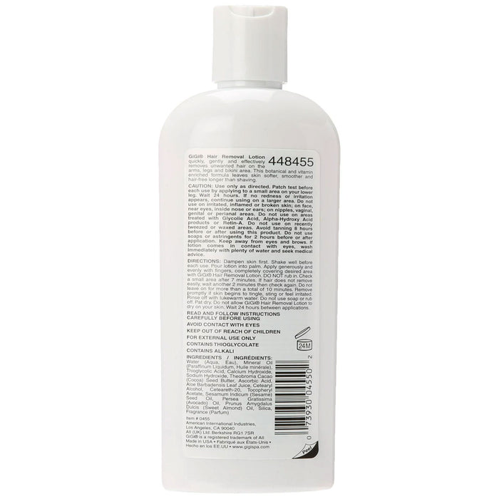 Gigi Hair Removal Lotion for Arms Legs and Bikini 8 Oz