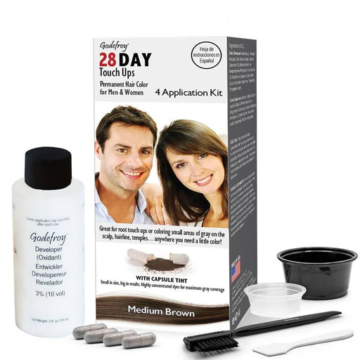 Godefroy 28 Day Touch Ups Permanent Hair Color for Men  Women, Medium Brown