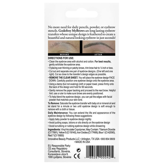 Godefroy Mybrow Transfers, Medium Arch, Natural Black, 12 Pairs