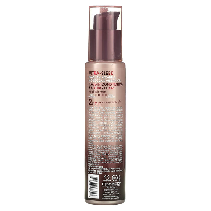 Giovanni 2Chic Sleek Leave In Condition Keratin Argan Oil, 4 Oz.