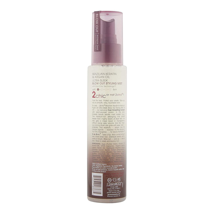 Giovanni 2Chic Sleek Flat Iron Styling Mist Keratin Argan, 4 Oz.