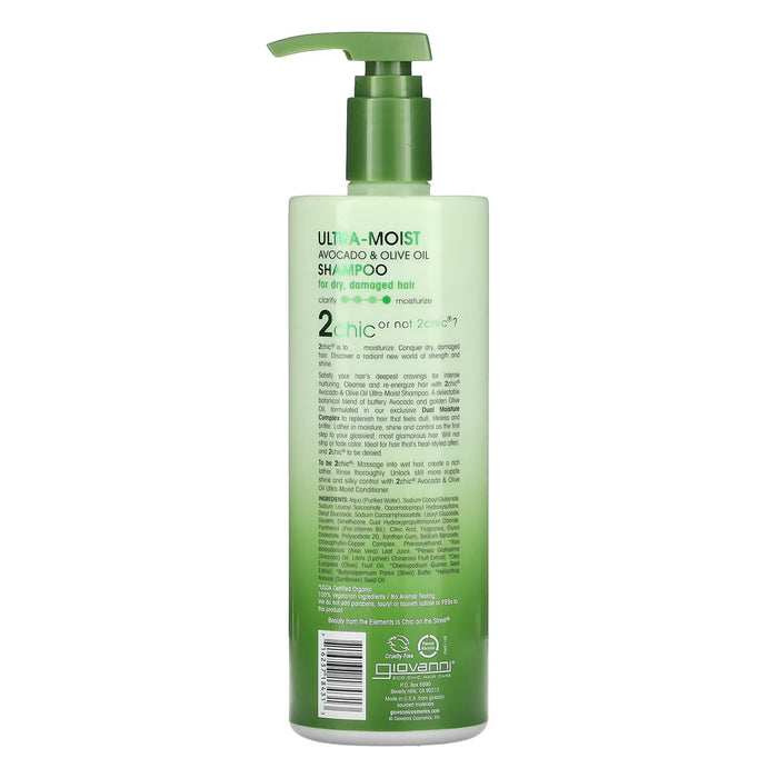 Giovanni Cosmetics Ultra Moist Shampoo With Avocado And Olive Oil, 24 Oz