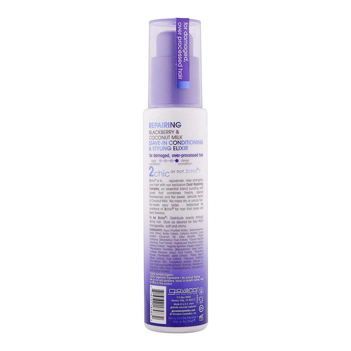 Giovanni 2Chic Repairing Leave In Conditioning Elixir Blackberry Coco Milk, 4 Oz.