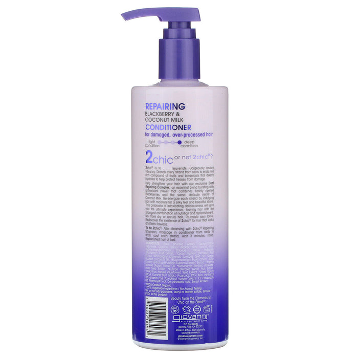 Giovanni Cosmetics 2Chic Ultra Repair Conditioner With Blackberry & Coconut Milk, 24 Oz