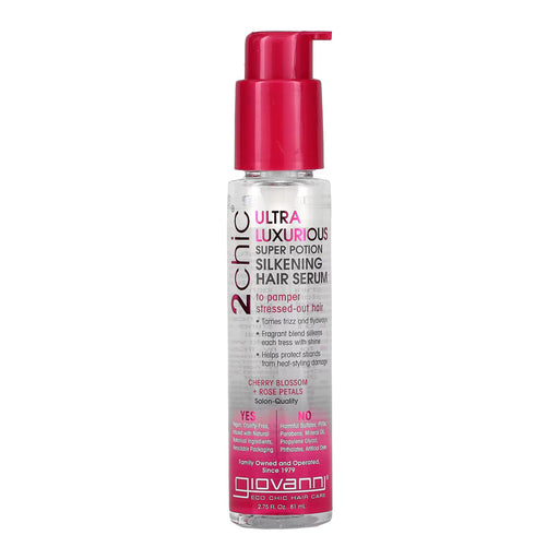 Giovanni 2Chic Ultra Luxurious Super Potion Silkening Hair Serum Cherry Blossom & Rose Petals, 2.75 Oz.