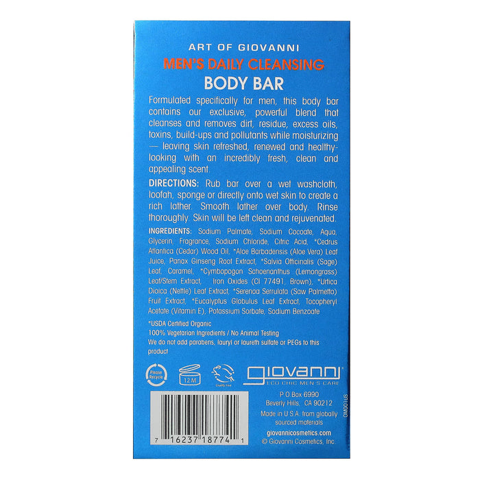 GIOVANNI MEN Daily Cleansing Body Bar, 5 Oz
