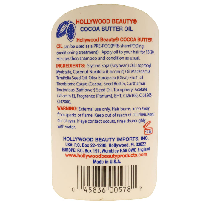 Hollywood Beauty Coco Butter Hair Oil 2 Oz.