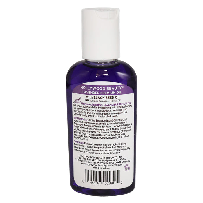 Hollywood Beauty Lavender Oil with Black Seed Hair Oil, 2 Oz.