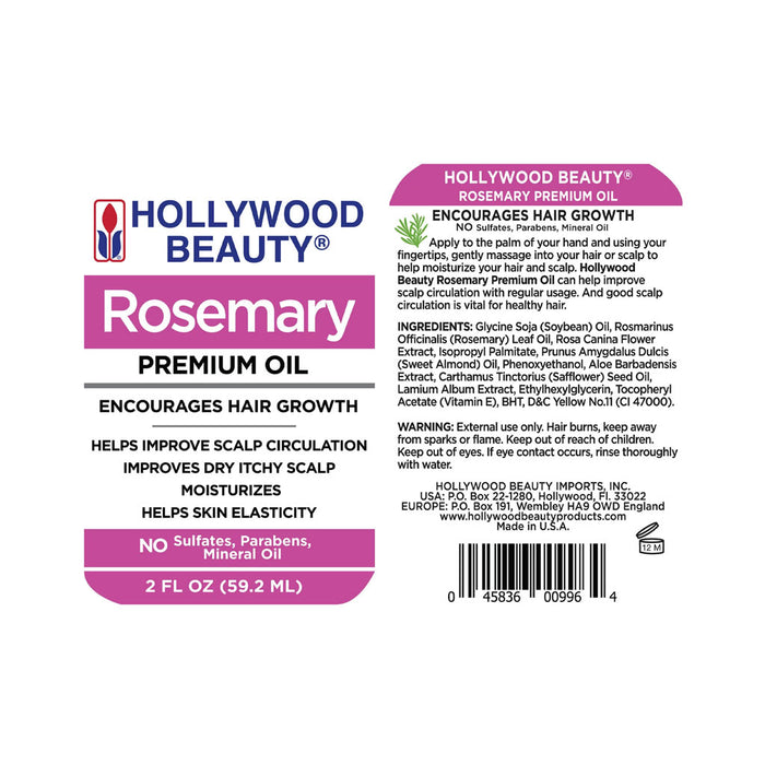 Hollywood Beauty Rosemary Hair Oil, 2 Oz.
