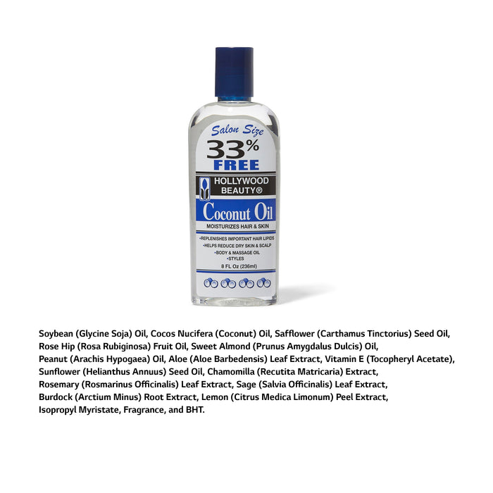 Hollywood Beauty Coconut Oil Moisturizes Hair Skin 8 Oz
