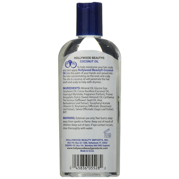 Hollywood Beauty Coconut Oil Moisturizes Hair Skin 8 Oz