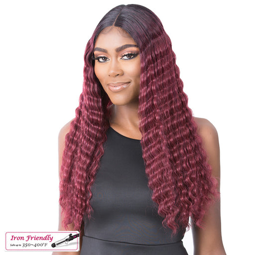 Synthetic Hd Lace Crimped Hair 3,Two tone off black/burgundy