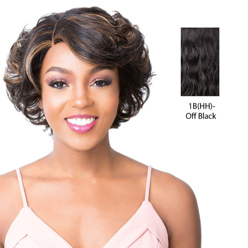 100% Natural Human Hair Swiss Lace Front Wig S Lace Anya,Off black