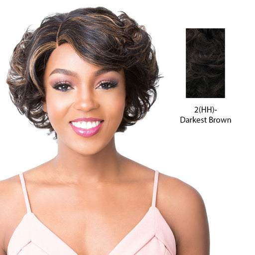 100% Natural Human Hair Swiss Lace Front Wig S Lace Anya,Darkest brown
