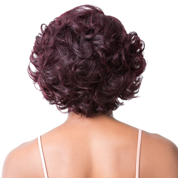 100% Natural Human Hair Swiss Lace Front Wig S Lace Anya,Dark wine
