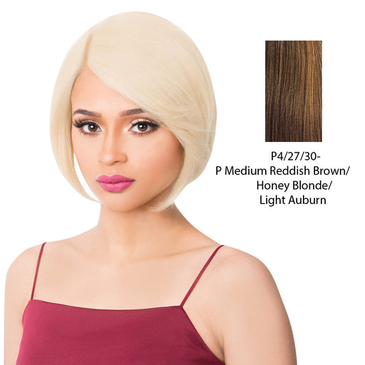 Human Hair Swiss Lace Front Wig S Lace Tasha,Streaked blend of medium brown, strawberry blonde, and light auburn