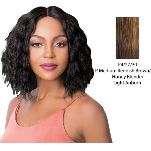 100% Brazilian Human Hair Swiss Lace Front Wig S Lace Tiana,Streaked blend of medium brown, strawberry blonde, and light auburn