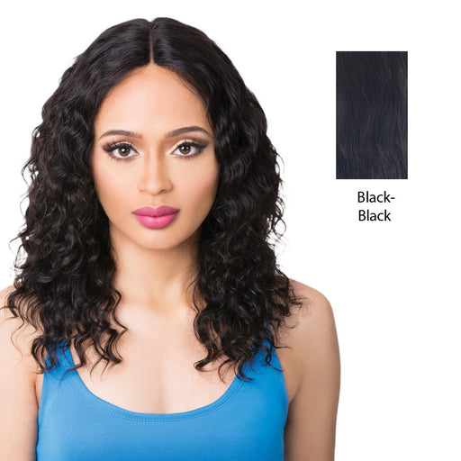 100% Brazilian Remi Human Hair Swiss Lace Front Wig Wet N Wavy Didi,Black