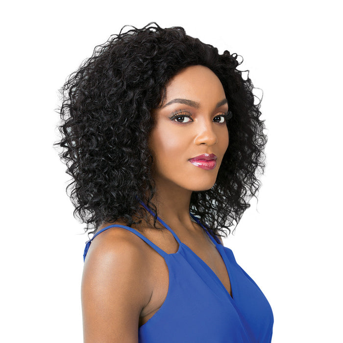 Human Hair Salon Remi Swiss Lace Front Wig S Lace Wet N Wavy Jerry,Off black