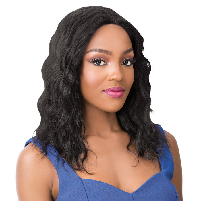 100% Natural Human Hair Swiss Lace Front Wig Salon Remi S Lace Wet N Wavy Pacific Wave,Off black