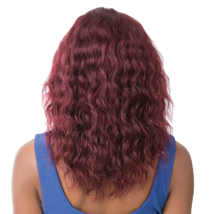 100% Natural Human Hair Swiss Lace Front Wig Salon Remi S Lace Wet N Wavy Pacific Wave,Dark wine