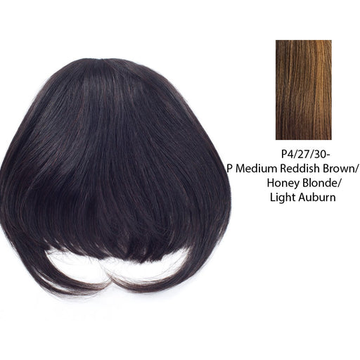 100% Remi Human Hair Top Wig, Comfort For Life Remi Top Bang,Streaked blend of medium brown, strawberry blonde, and light auburn