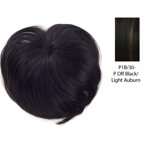 Remi Top Piece Crown Bang Remy Human Hair,Off black base with light auburn highlights