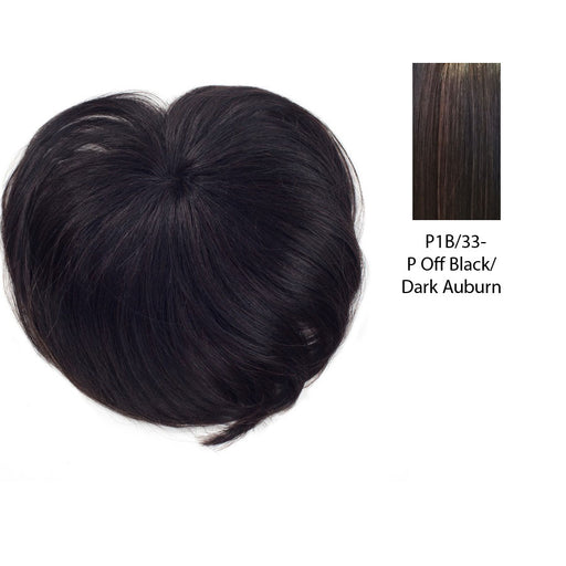 Remi Top Piece Crown Bang Remy Human Hair,Off black base with dark auburn highlights