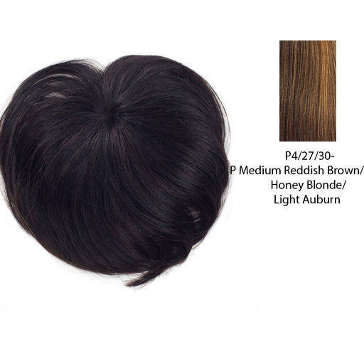Remi Top Piece Crown Bang Remy Human Hair,Streaked blend of medium brown, strawberry blonde, and light auburn