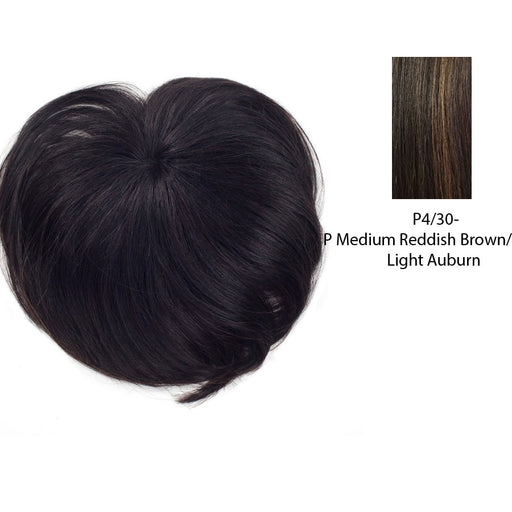 Remi Top Piece Crown Bang Remy Human Hair,Medium brown base with light auburn highlights