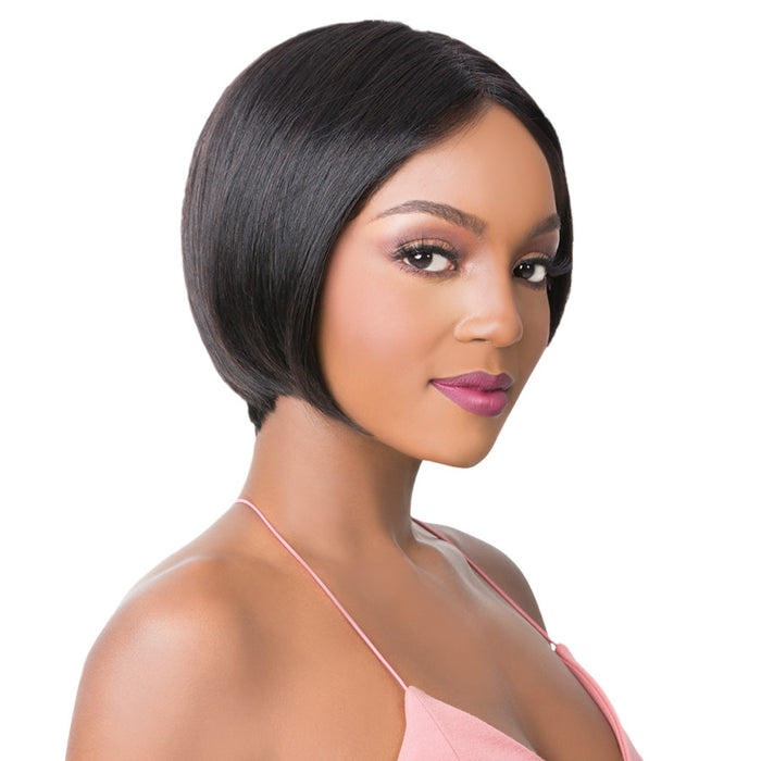 100% Brazilian Human Hair Swiss Lace Front Wig,Off black