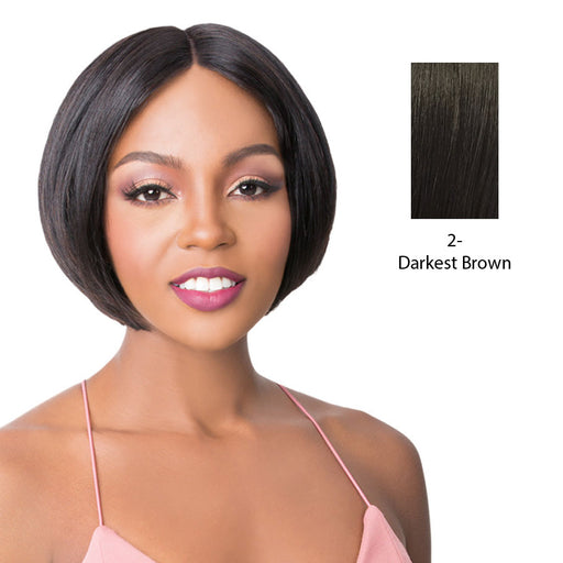 100% Brazilian Human Hair Swiss Lace Front Wig,Darkest brown