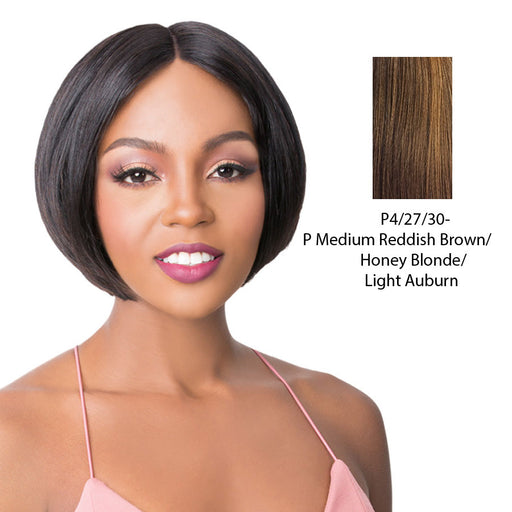 100% Brazilian Human Hair Swiss Lace Front Wig,Streaked blend of medium brown, strawberry blonde, and light auburn