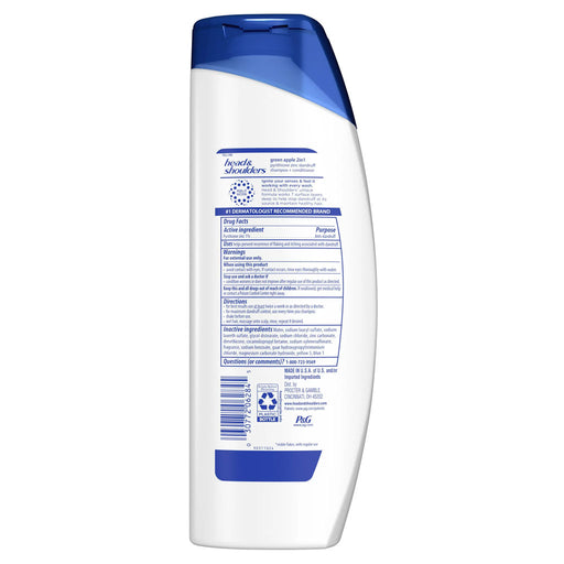 Head and Shoulders 2 in 1 Dandruff Shampoo and Conditioner, Green Apple, 12.5 Oz.