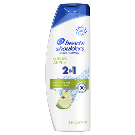 Head and Shoulders 2 in 1 Dandruff Shampoo and Conditioner, Green Apple, 12.5 Oz.