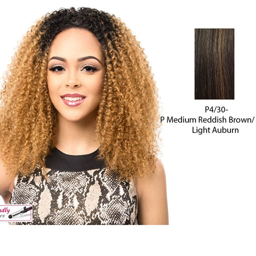 Synthetic Half Wig Asta,Medium brown base with light auburn highlights