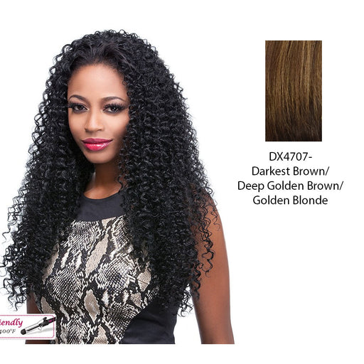 Synthetic Half Wig Africa,Two tone frost blend of darkest brown, deep golden brown, and golden blonde highlights