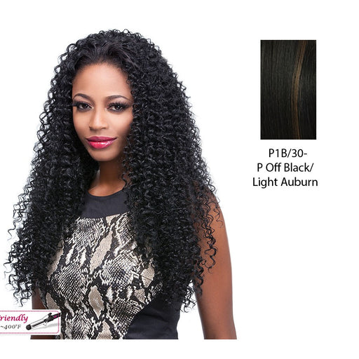 Synthetic Half Wig Africa,Off black base with light auburn highlights