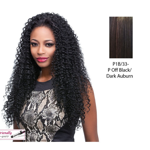 Synthetic Half Wig Africa,Off black base with dark auburn highlights