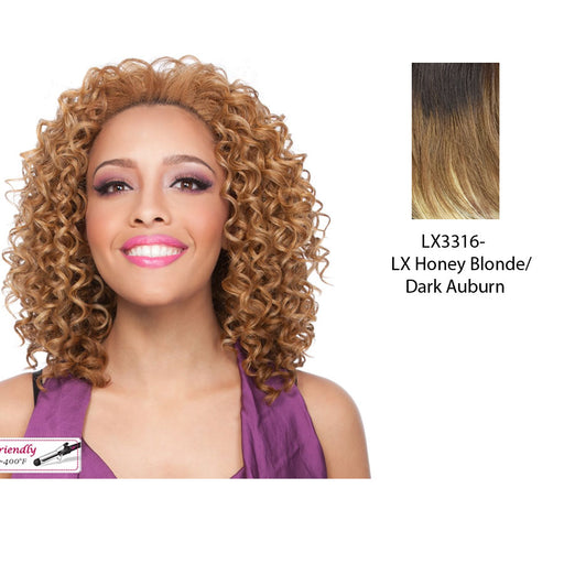 Futura Synthetic Half Wig Aggie,Two tone frost blend of dark auburn layer over honey blonde bottom
