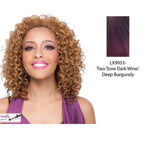 Futura Synthetic Half Wig Aggie,Two tone frost blend of dark wine layer over deep burgundy bottom
