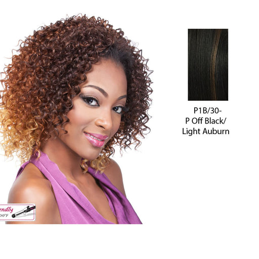 Iron Friendly Half Wig Ali,Off black base with light auburn highlights