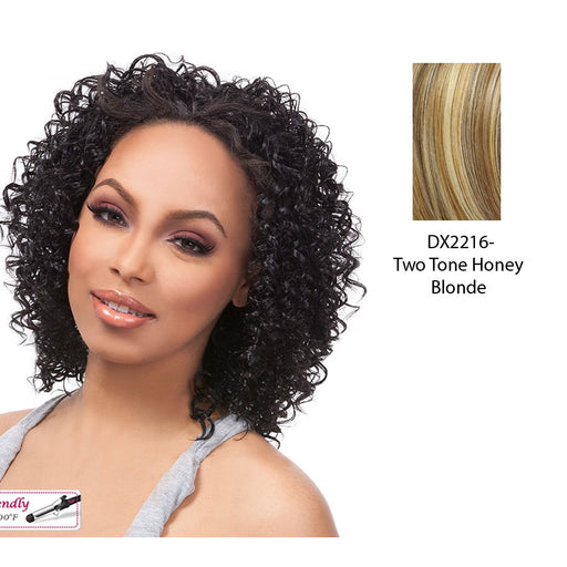 Futura Synthetic Half Wig Audrey,Two tone frost blend of strawberry blonde layer over with honey blonde bottom