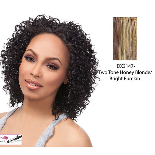 Futura Synthetic Half Wig Audrey,Two tone frost blend of strawberry blonde and bright pumpkin layer over gold light auburn bottom
