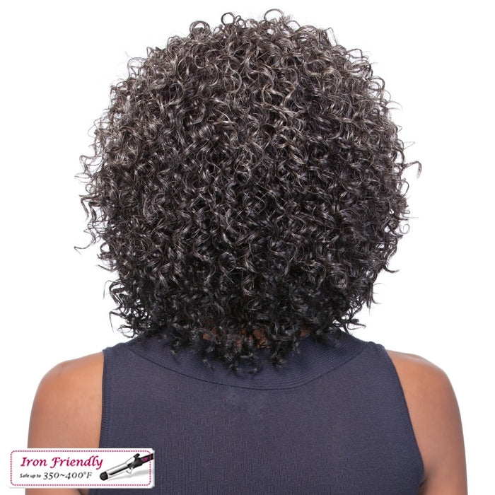 Futura Synthetic Half Wig Audrey,Two tone mix of darkest brown with 5% gray roots with gray tips