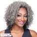 Futura Synthetic Half Wig Audrey,Two tone mix of off black with 50% gray roots with gray tips