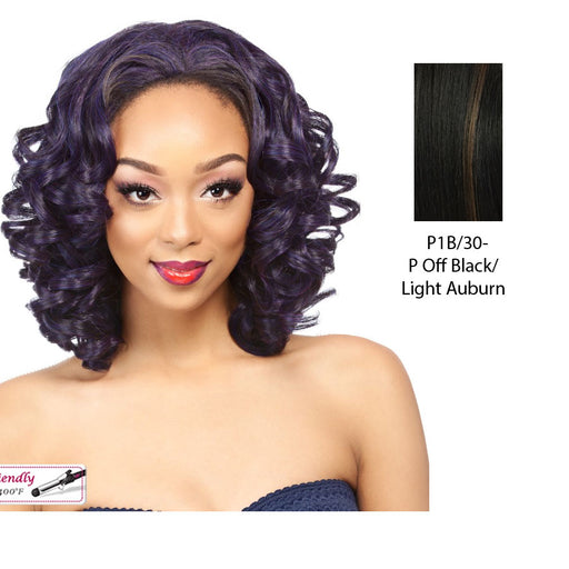 Synthetic Futura Half Wig Barika,Off black base with light auburn highlights