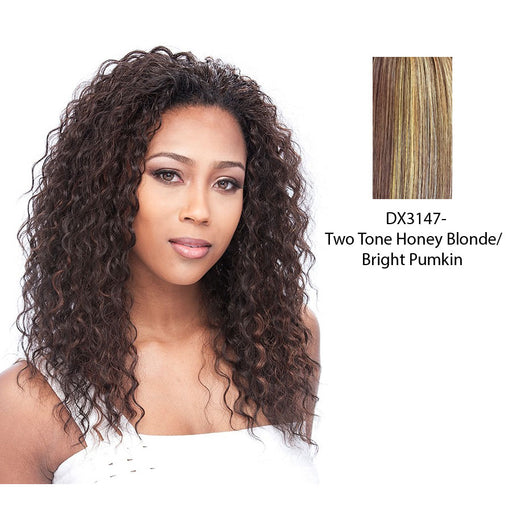 Synthetic Half Wig Care Free,Two tone frost blend of strawberry blonde and bright pumpkin layer over gold light auburn bottom