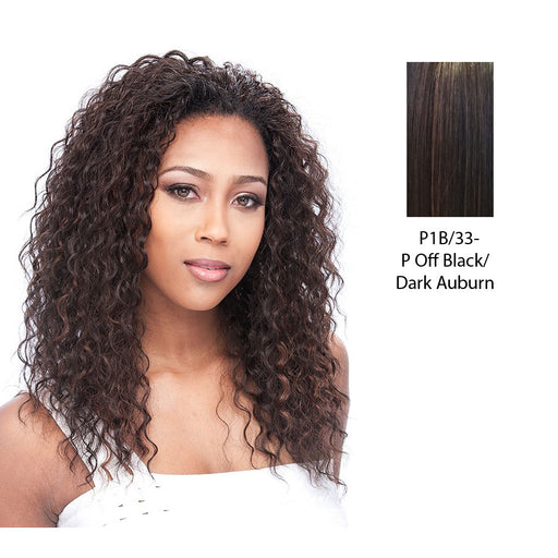 Synthetic Half Wig Care Free,Off black base with dark auburn highlights
