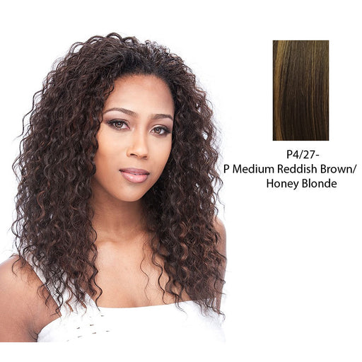Synthetic Half Wig Care Free,Medium brown base with strawberry blonde highlights